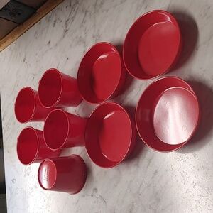 Genuine Melamine Vintage set of dishes - Red